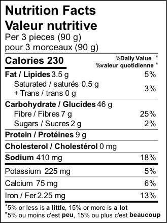 product detail naan sandwich nutrition label